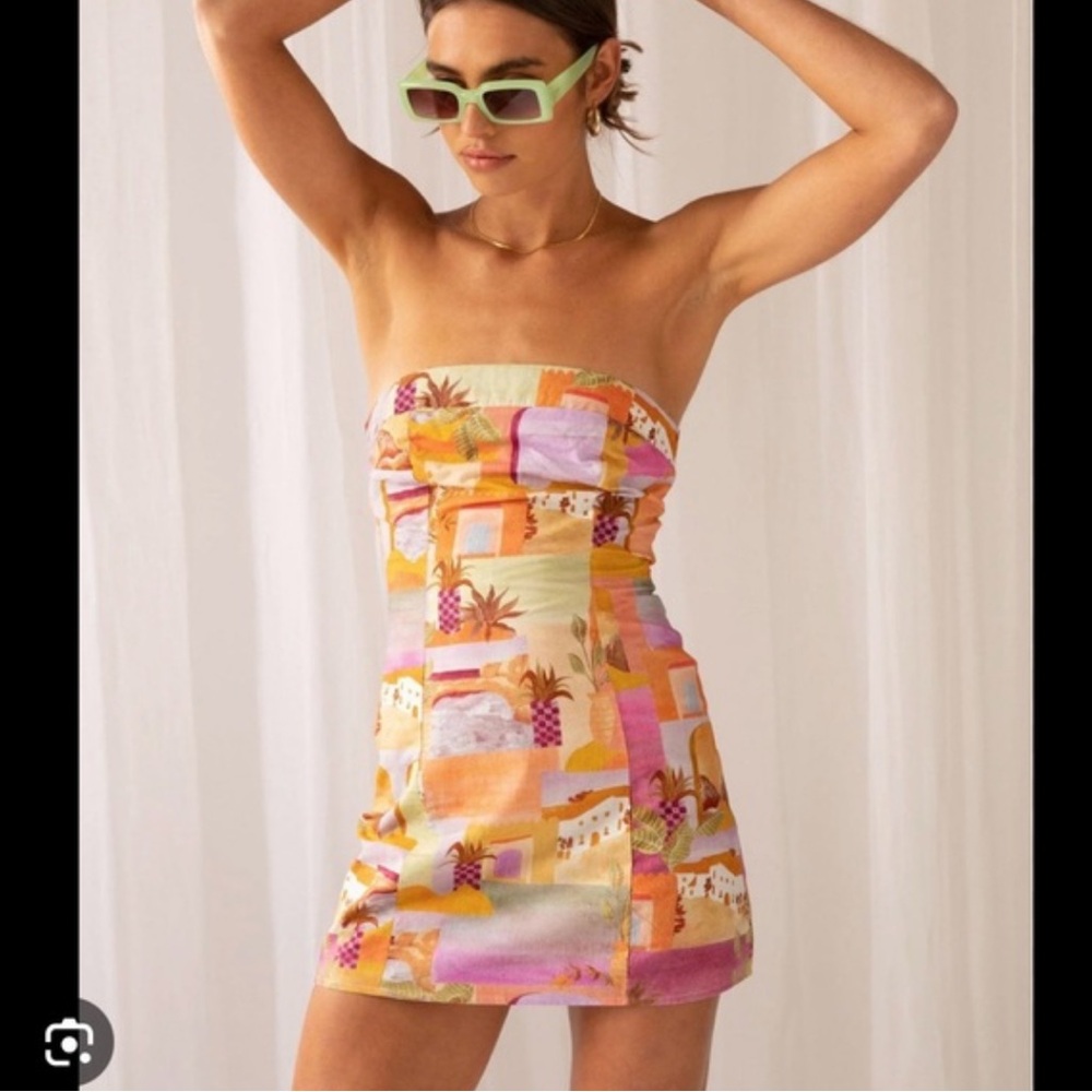 Peppermayo Exclusive - Sun and Sand Bustier Mini Dress - Sunset Building